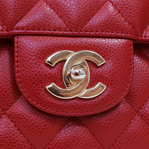 Single Flap Caviar Jumbo in Red