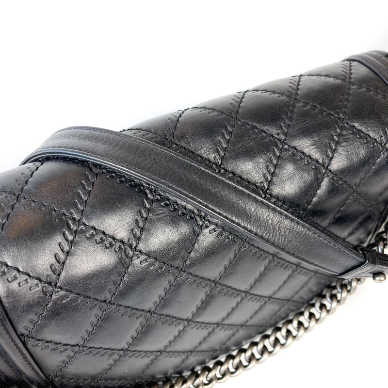 Large Black Le Boy Quilted Calfskin Leather