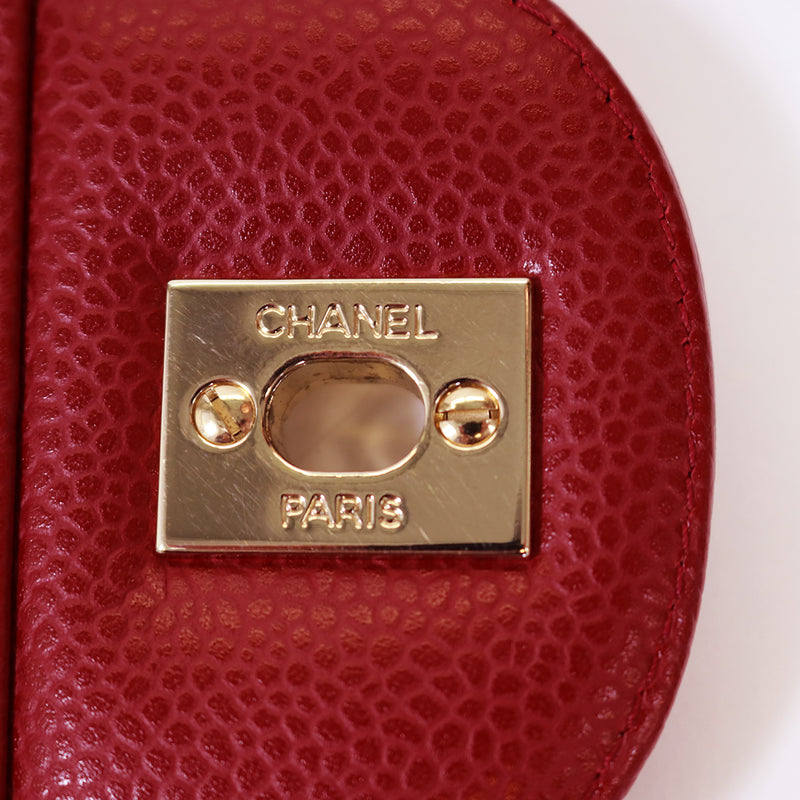 Single Flap Caviar Jumbo in Red