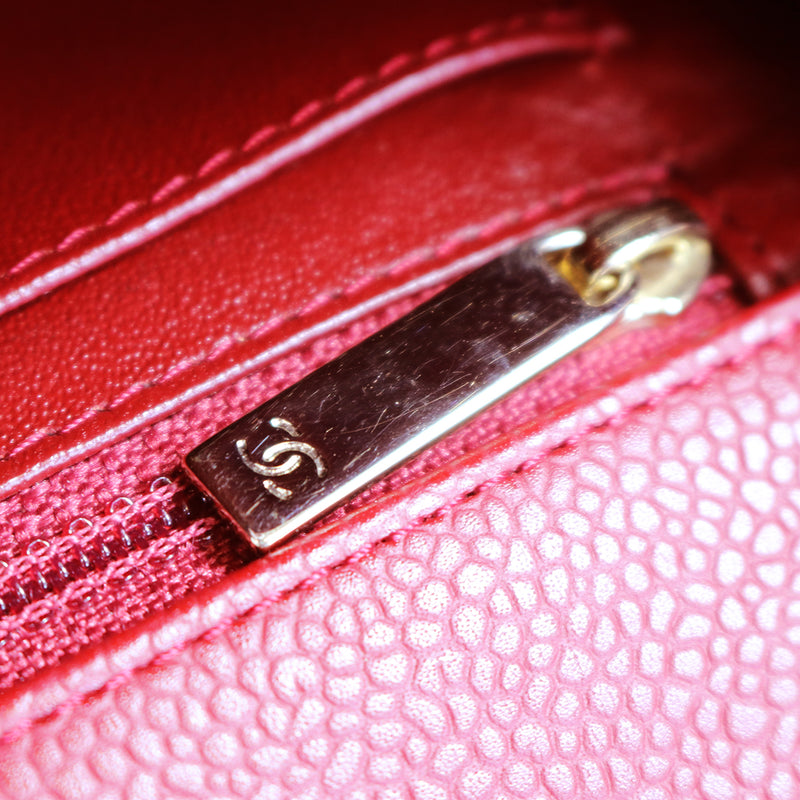 Single Flap Caviar Jumbo in Red