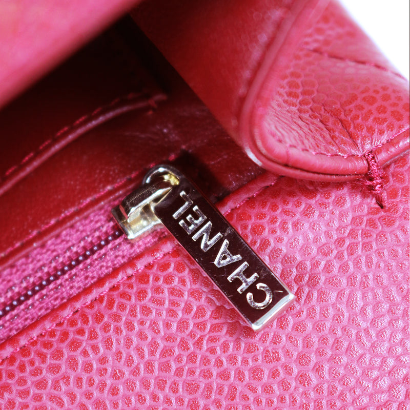 Single Flap Caviar Jumbo in Red