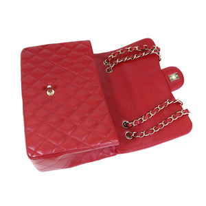 Single Flap Caviar Jumbo in Red
