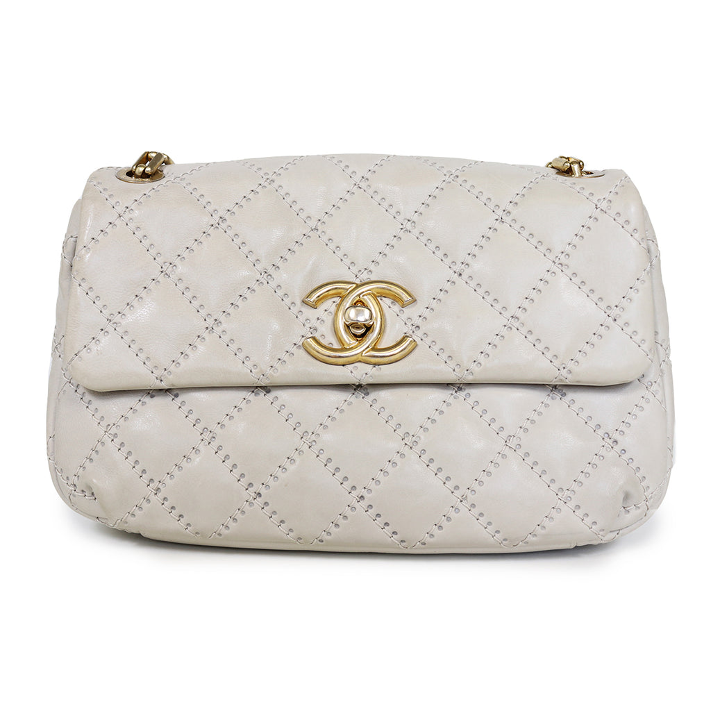 Quilted Bag in beige calf leather