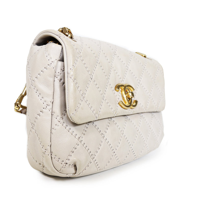 Quilted Bag in beige calf leather