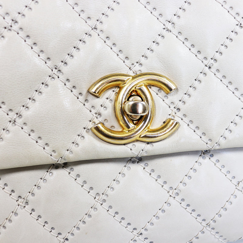 Quilted Bag in beige calf leather