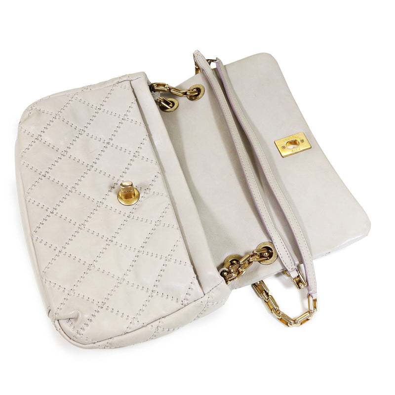 Quilted Bag in beige calf leather