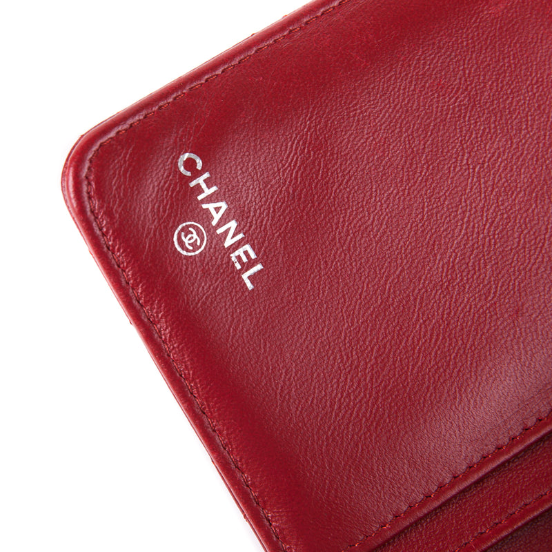 Quilted red lambskin leather wallet