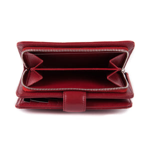 Quilted red lambskin leather wallet