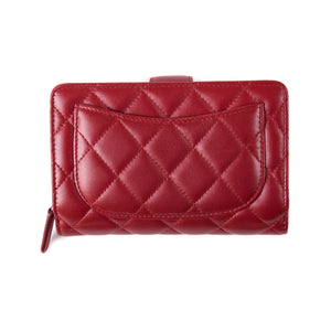 Quilted red lambskin leather wallet