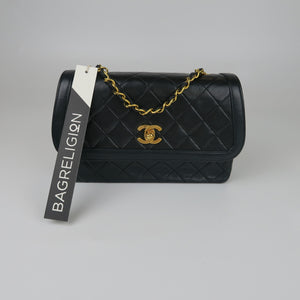 Small Timeless Diana Flap Black Lambskin 24k GHW