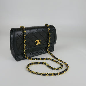 Small Timeless Diana Flap Black Lambskin 24k GHW