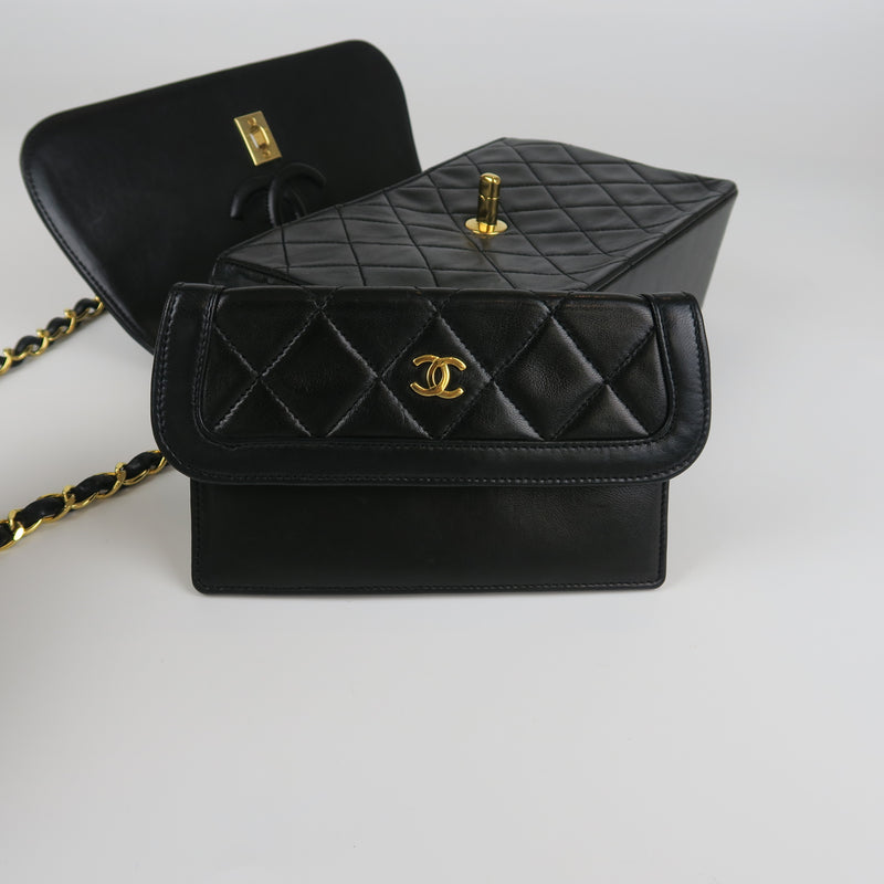 Small Timeless Diana Flap Black Lambskin 24k GHW