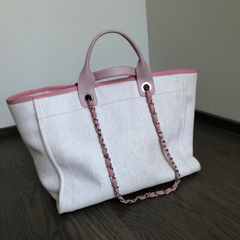 Deauville Large Pink Canvas Tote Bag with SHW