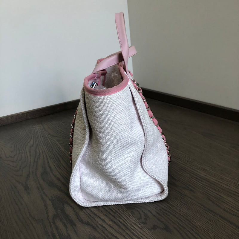 Deauville Large Pink Canvas Tote Bag with SHW