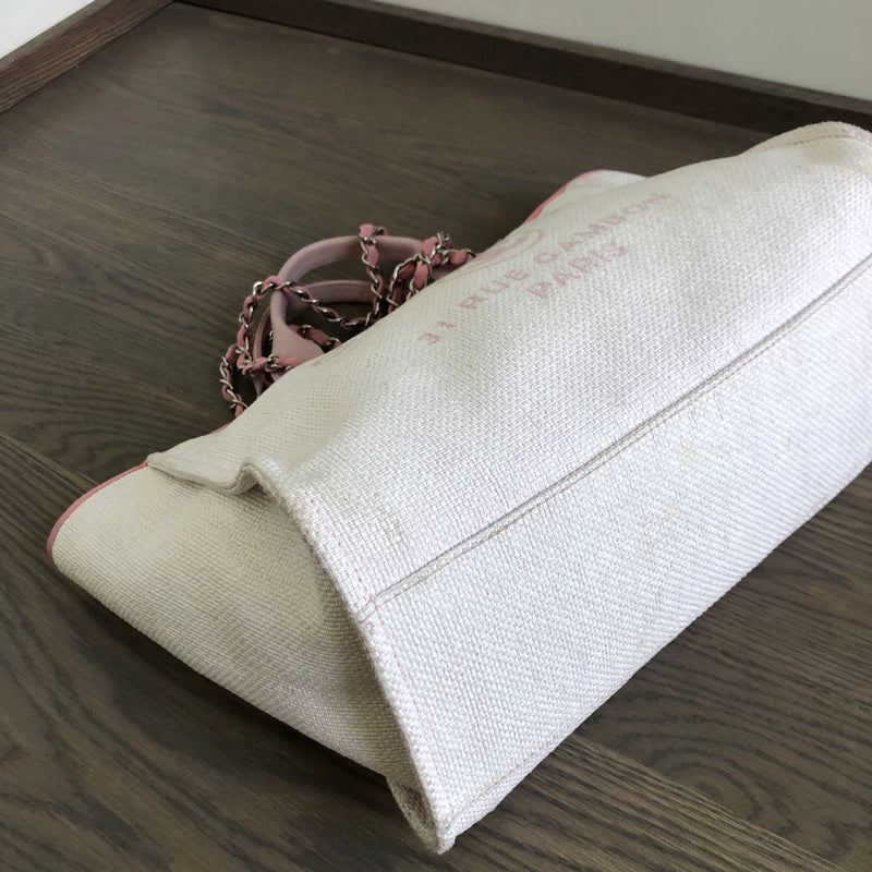 Deauville Large Pink Canvas Tote Bag with SHW