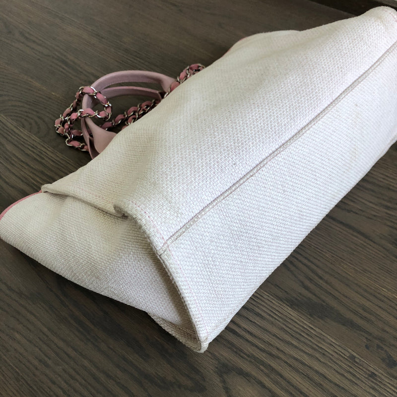 Deauville Large Pink Canvas Tote Bag with SHW