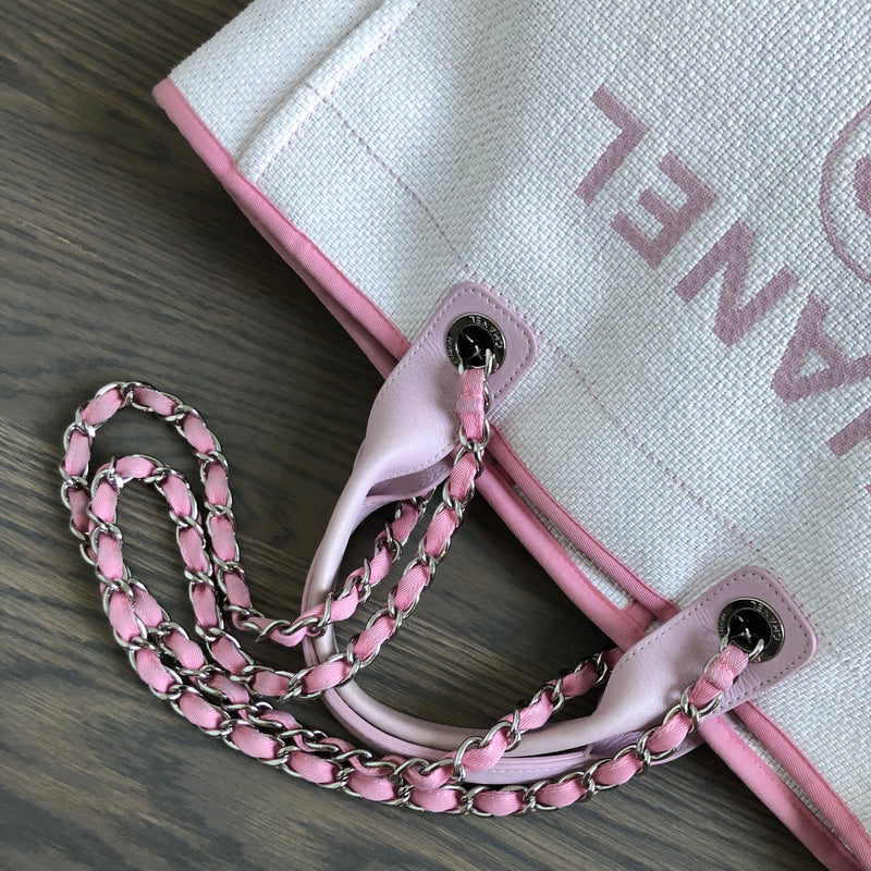 Deauville Large Pink Canvas Tote Bag with SHW