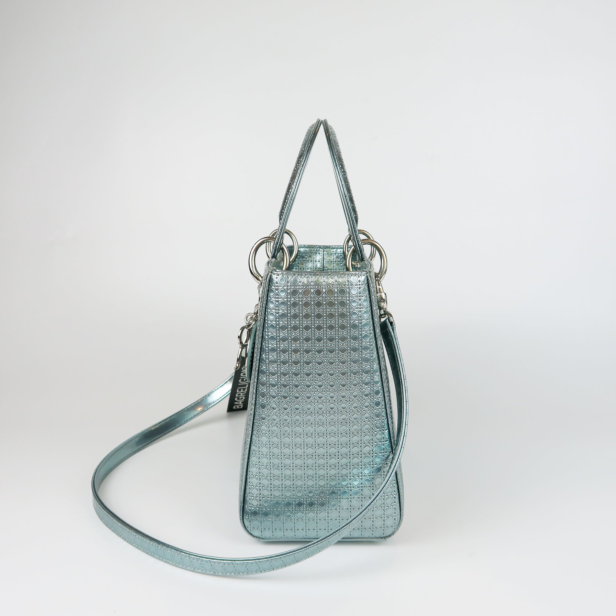 Metallic Micro-Cannage Medium Silver Lady Dior - Main Image