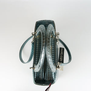 Metallic Micro-Cannage Medium Silver Lady Dior