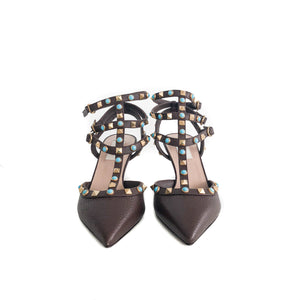 Rockstuds 65 Heels Brown with Turquoise Stones