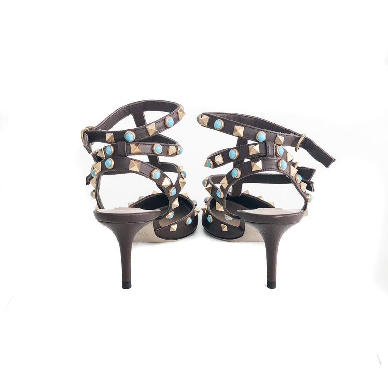 Rockstuds 65 Heels Brown with Turquoise Stones