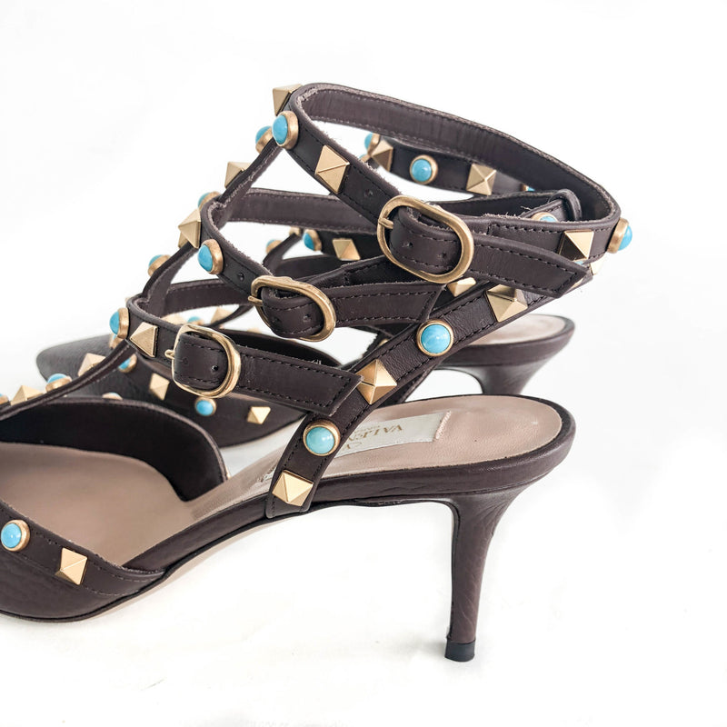 Rockstuds 65 Heels Brown with Turquoise Stones