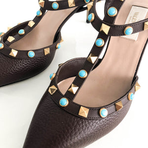 Rockstuds 65 Heels Brown with Turquoise Stones