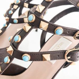 Rockstuds 65 Heels Brown with Turquoise Stones