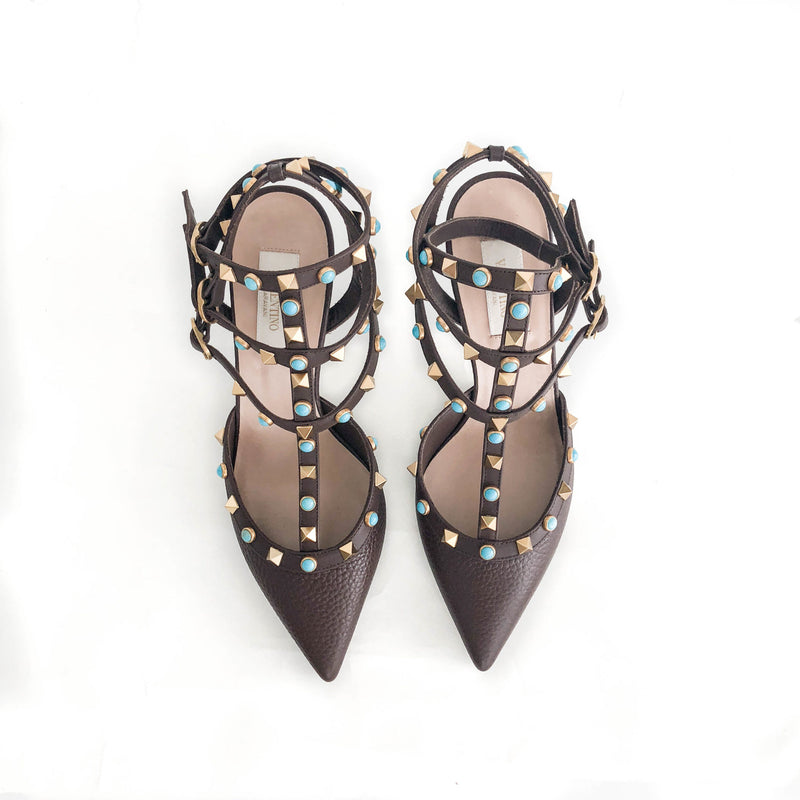 Rockstuds 65 Heels Brown with Turquoise Stones