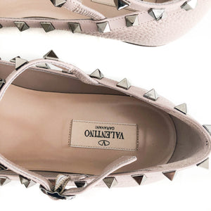 Rockstud T-strap Flats Nude