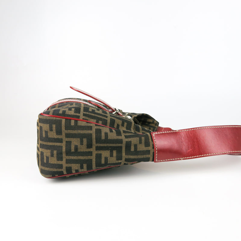 Zucca Monogram Canvas Shoulder Bag with Red Handle