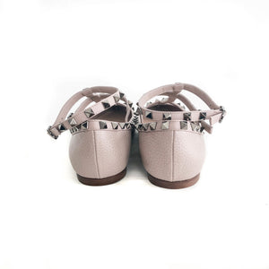 Rockstud T-strap Flats Nude