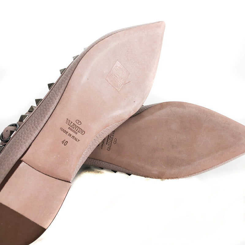 Rockstud T-strap Flats Nude