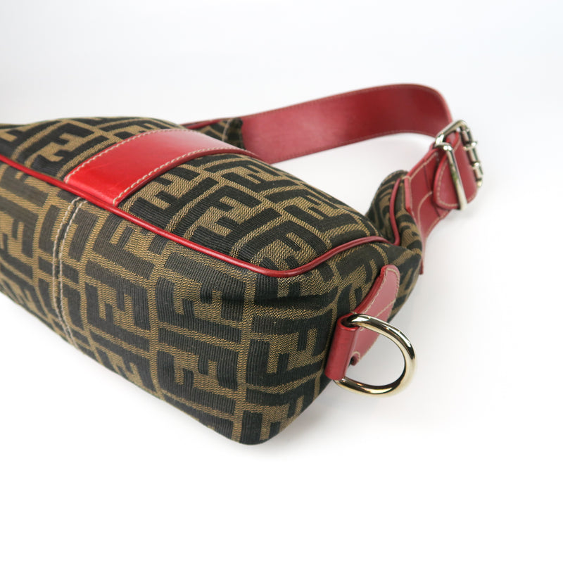 Zucca Monogram Canvas Shoulder Bag with Red Handle