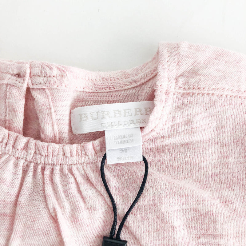 Kid's T-shirt- Pink with Check Trim