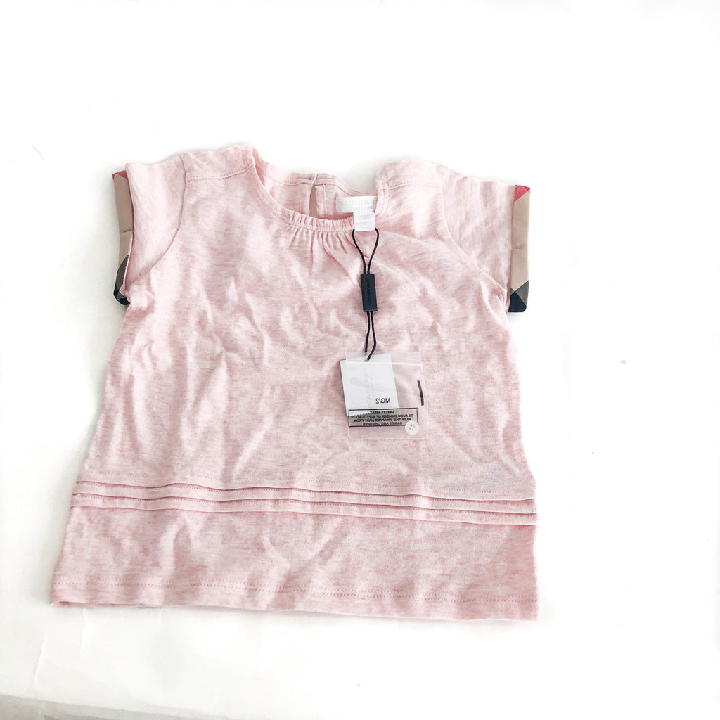 Kid's T-shirt- Pink with Check Trim