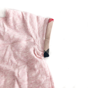 Kid's T-shirt- Pink with Check Trim