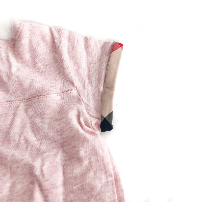 Kid's T-shirt- Pink with Check Trim