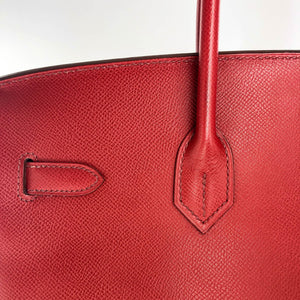 Birkin 35 Rouge Vif Epsom M-Stamp with GHW