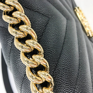 Black Boy Medium Caviar in Pale Shiny Gold Hardware