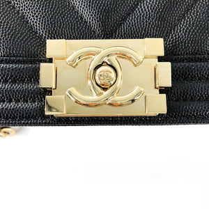 Black Boy Medium Caviar in Pale Shiny Gold Hardware