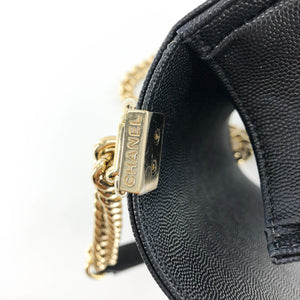 Black Boy Medium Caviar in Pale Shiny Gold Hardware