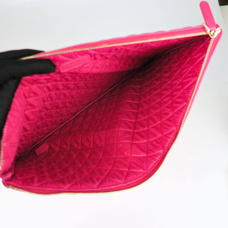 Lambskin O Case Quilted Pink Large Zip Pouch