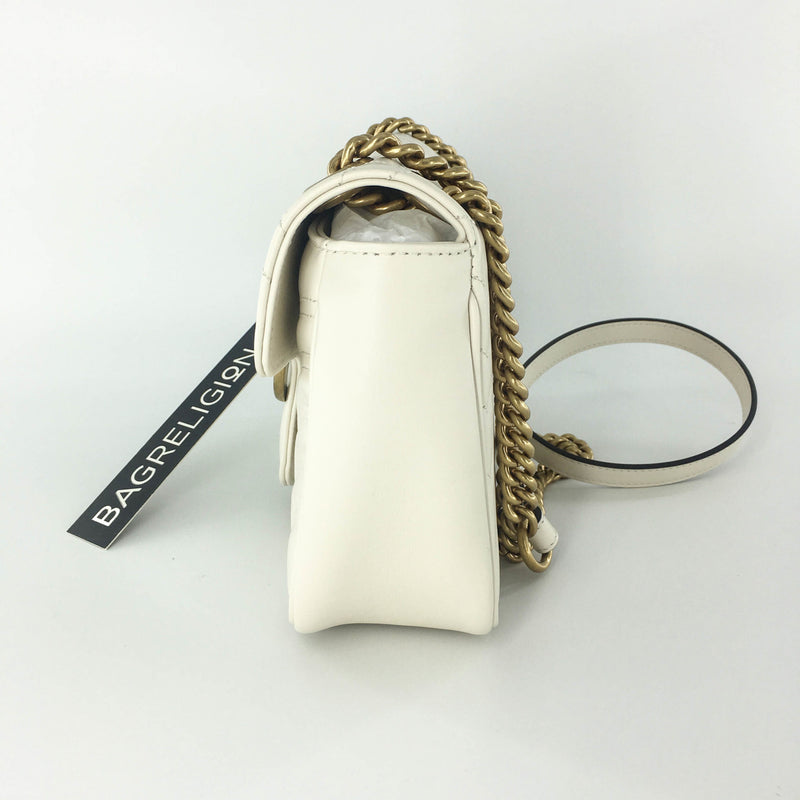 Marmont Matelasse Small Shoulder Bag in White