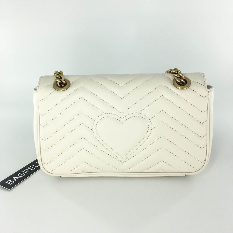 Marmont Matelasse Small Shoulder Bag in White