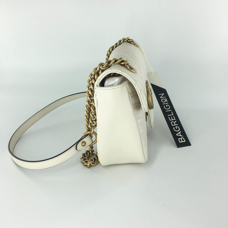 Marmont Matelasse Small Shoulder Bag in White