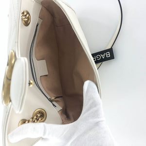Marmont Matelasse Small Shoulder Bag in White