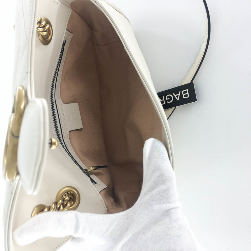 Marmont Matelasse Small Shoulder Bag in White