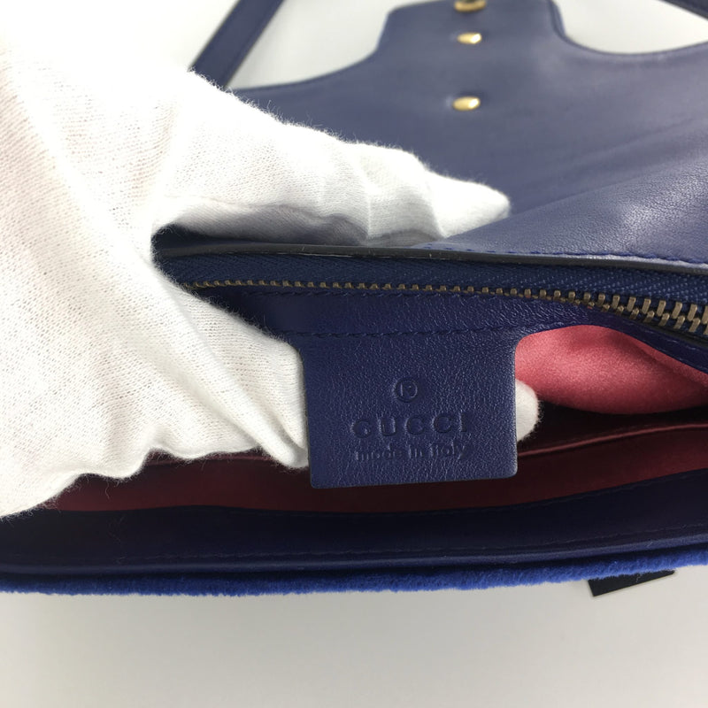 Marmont Matelasse Medium Shoulder Bag in Blue Suede