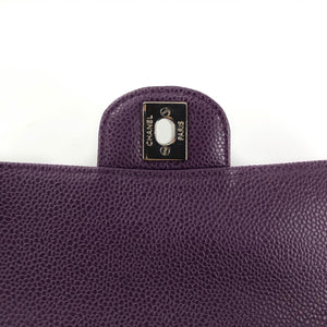 East West Purple Caviar Flap Shoulder Bag